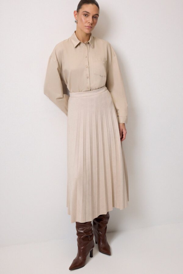 PLEATED SUEDE SKIRT - Image 2