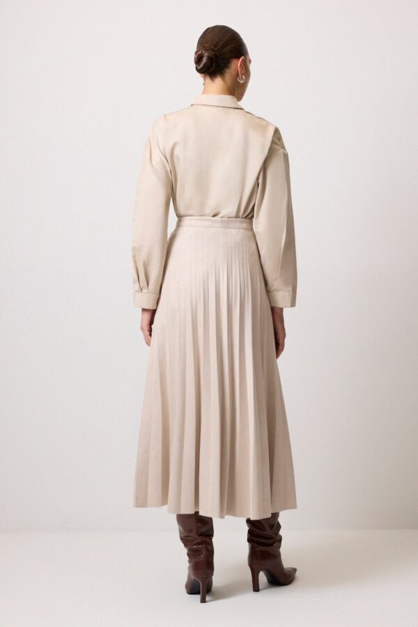 PLEATED SUEDE SKIRT - Image 4