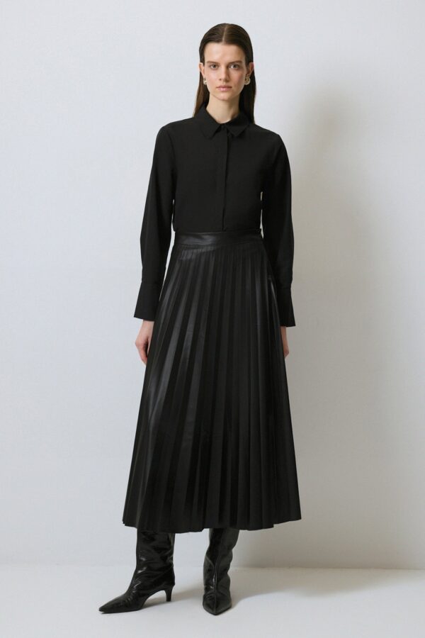 PLEATED FAUX LEATHER SKIRT - Image 4