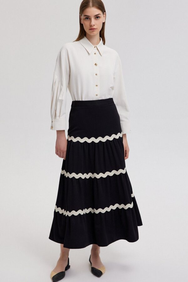 STRIPE DETAILED FLOUNCE SKIRT - Image 2
