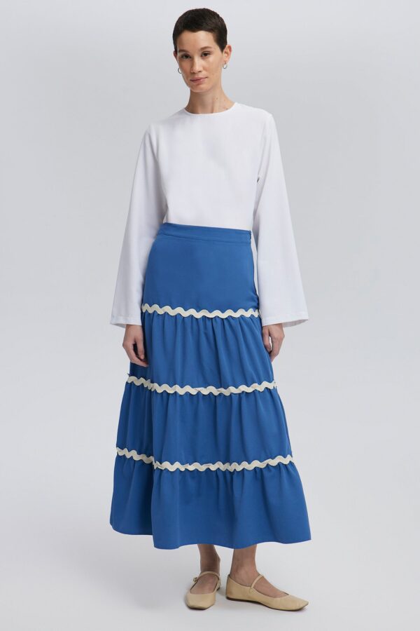 STRIPE DETAILED FLOUNCE SKIRT - Image 2